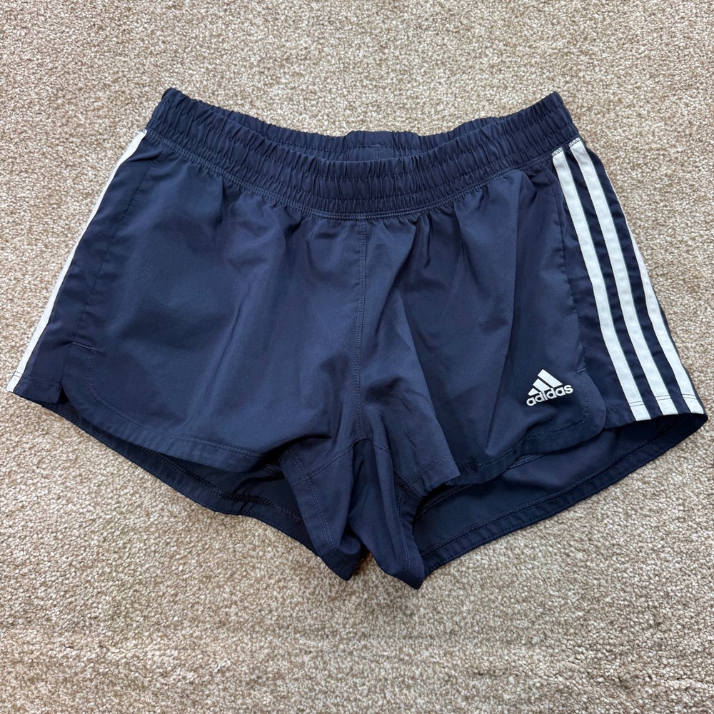 Adidas Aeroready Navy Blue 3-Stripe Running Shorts Womens Medium Activewear Gym